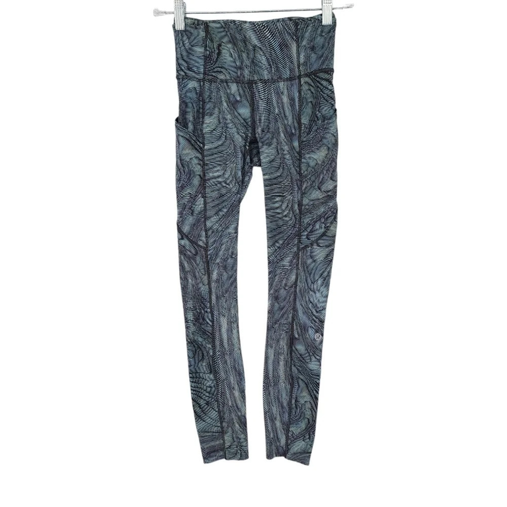 Lululemon Fast And Free High Rise Legging Dimensional Icing Blue Multi